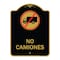 Signmission Spanish Traffic No Camiones No Trucks W/ Graphic, Black & Gold Alum Sign, 18" x 24", BG-1824-22881 A-DES-BG-1824-22881 - alternate 1